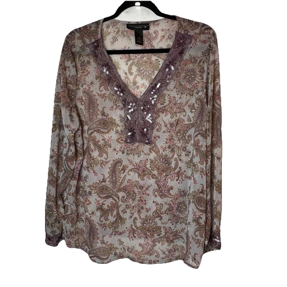 Vintage Lane Bryant Venezia Top Womens 14/16 Multicolor Boho Floral Shirt